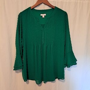 Green Textured Women's Top Charter Club L
